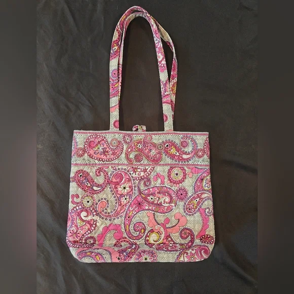 🤍Vera Bradley Pink Paisley Gray Medium Tote Bag - Picture 6 of 6